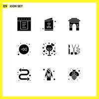 9 Universal Solid Glyphs Set for Web and Mobile Applications date left global arrow srilanka Editable Vector Design Elements