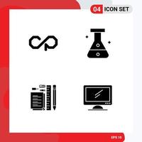 Modern Set of 4 Solid Glyphs Pictograph of counterparty pen crypto currency lab pin Editable Vector Design Elements