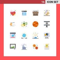 Pictogram Set of 16 Simple Flat Colors of pacman game school bag computer medical Editable Pack of Creative Vector Design Elements