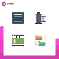 Set of 4 Commercial Flat Icons pack for care price laundry movie online Editable Vector Design Elements