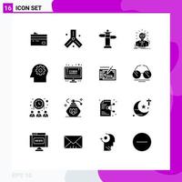 Set of 16 Modern UI Icons Symbols Signs for doctor manager biology street navigation Editable Vector Design Elements