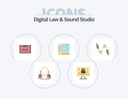 ley digital y estudio de sonido paquete de iconos planos 5 diseño de iconos. grajilla. audio. cosa análoga. solicitud. cubierta vector