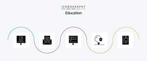 Education Glyph 5 Icon Pack Including learning. education. invite. video. multimedia vector