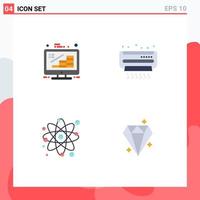 Editable Vector Line Pack of 4 Simple Flat Icons of business atom growth air molecule Editable Vector Design Elements