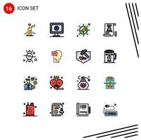 paquete de iconos de vectores de stock de 16 signos y símbolos de línea para elementos de diseño de vectores creativos editables de torre de fortificación y seo de asistencia sanitaria