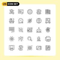 25 Universal Lines Set for Web and Mobile Applications real house interface building strategy Editable Vector Design Elements