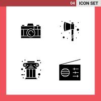 Modern Set of 4 Solid Glyphs and symbols such as camera column axe greek media Editable Vector Design Elements