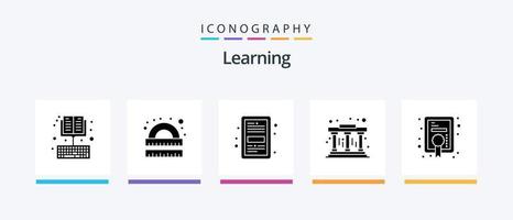 Learning Glyph 5 Icon Pack Including learning. museum. ruler. learning. education. Creative Icons Design vector