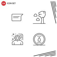 Mobile Interface Line Set of 4 Pictograms of chat project ui nature energy Editable Vector Design Elements