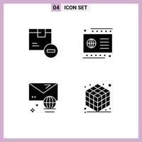 Pictogram Set of 4 Simple Solid Glyphs of box account goods credit internet Editable Vector Design Elements
