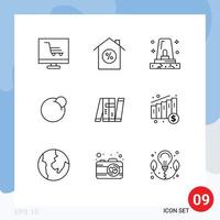 Modern Set of 9 Outlines Pictograph of bot artificial danger crypto currency coin Editable Vector Design Elements