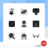 User Interface Pack of 9 Basic Solid Glyphs of business time new office businessman Editable Vector Design Elements