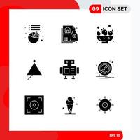 Universal Icon Symbols Group of 9 Modern Solid Glyphs of toy robot food triangle music Editable Vector Design Elements