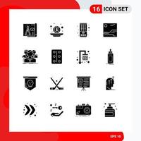 Group of 16 Modern Solid Glyphs Set for people group coins canada image Editable Vector Design Elements