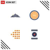 Editable Vector Line Pack of 4 Simple Flat Icons of hill arrow mountain sale dotted Editable Vector Design Elements