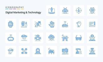 25 Digital Marketing And Technology Blue icon pack vector