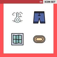 Filledline Flat Color Pack of 4 Universal Symbols of temperature layout update clothing athlete Editable Vector Design Elements