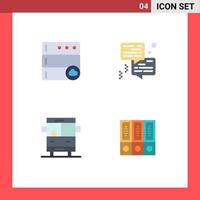 Pack of 4 creative Flat Icons of cloud school bubble printer files Editable Vector Design Elements