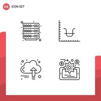 4 Universal Line Signs Symbols of hosting finance business marketing cloud Editable Vector Design Elements