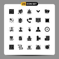 25 User Interface Solid Glyph Pack of modern Signs and Symbols of encryption direction statistics arrows valentine Editable Vector Design Elements