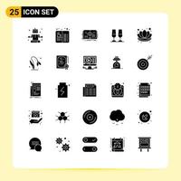 25 Universal Solid Glyphs Set for Web and Mobile Applications chinese cheers knowledge champagne glasses growth Editable Vector Design Elements