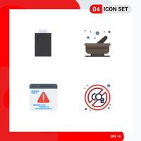 Universal Icon Symbols Group of 4 Modern Flat Icons of battery error cooking pestle gas Editable Vector Design Elements