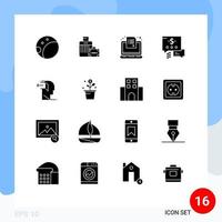 User Interface Pack of 16 Basic Solid Glyphs of out mind online door mail Editable Vector Design Elements