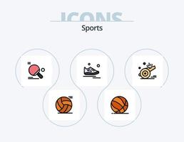 paquete de iconos llenos de línea deportiva 5 diseño de iconos. raqueta. tenis. fútbol. ganador. ganar vector