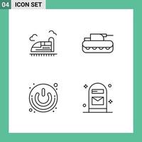Set of 4 Vector Filledline Flat Colors on Grid for bullet power speed panzer shutdown Editable Vector Design Elements