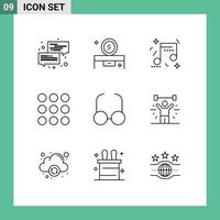 Set of 9 Vector Outlines on Grid for glasses design lowboy table creative music Editable Vector Design Elements