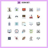 25 Thematic Vector Flat Colors and Editable Symbols of drawing blue computer economy laptop Editable Vector Design Elements