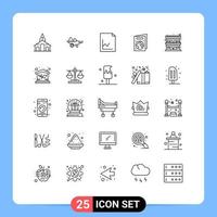 Set of 25 Modern UI Icons Symbols Signs for accommodation book gardening ecology graph Editable Vector Design Elements