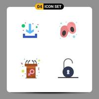 Group of 4 Modern Flat Icons Set for download message baby announcement unlocked Editable Vector Design Elements