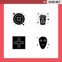 Solid Glyph Pack of 4 Universal Symbols of cancel arrows user drink signs Editable Vector Design Elements