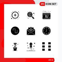 Universal Icon Symbols Group of 9 Modern Solid Glyphs of greetings card trolley wave sound Editable Vector Design Elements