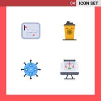 Modern Set of 4 Flat Icons Pictograph of map connection flag starbucks valentine Editable Vector Design Elements