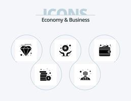 Economy And Business Glyph Icon Pack 5 Icon Design. money. solution. diamond. repair. development vector