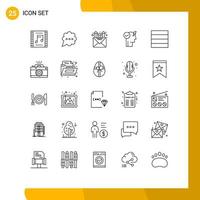 25 Universal Line Signs Symbols of camera grid mail power mode activate mind Editable Vector Design Elements