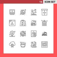 Modern Set of 16 Outlines Pictograph of internet furniture planet drawer tropical Editable Vector Design Elements