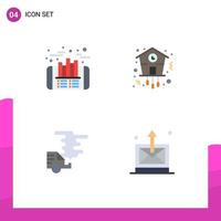 Pictogram Set of 4 Simple Flat Icons of finance automobile finance time emission Editable Vector Design Elements