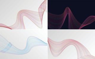 conjunto de 4 fondos de ondas abstractas para una apariencia contemporánea vector