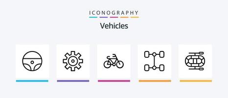 paquete de iconos de la línea 5 de vehículos que incluye. circo. vehículo. viejo. diseño de iconos creativos vector