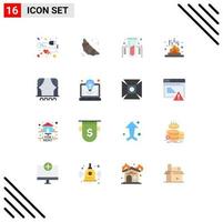 Universal Icon Symbols Group of 16 Modern Flat Colors of cinema science experiment laboratory fire Editable Pack of Creative Vector Design Elements