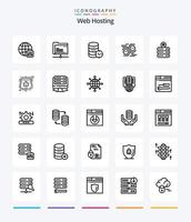 Creative Web Hosting 25 OutLine icon pack  Such As network . . storage. watch. service vector