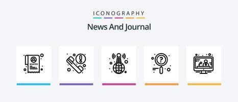 paquete de iconos de la línea de noticias 5 que incluye tecnología. YouTube. entretenimiento. video. noticias. diseño de iconos creativos vector