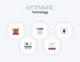 Technology Flat Icon Pack 5 Icon Design. energy consumption. interface. scientists. code. wifi vector