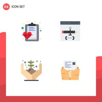 4 paquete de iconos planos de interfaz de usuario de signos y símbolos modernos de crecimiento de cheques codificación médica dinero elementos de diseño vectorial editables vector