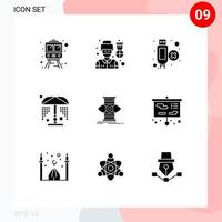 Pack of 9 creative Solid Glyphs of education focus extension success park Editable Vector Design Elements