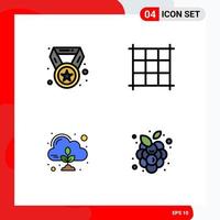 4 Creative Icons Modern Signs and Symbols of achievement autumn fruits education zero vine Editable Vector Design Elements
