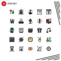 25 Universal Filled line Flat Colors Set for Web and Mobile Applications rolled interior investment design play Editable Vector Design Elements